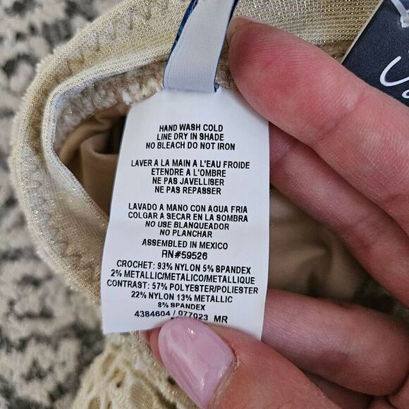 Isabella Rose Belted Crocheted High Waisted Swim Bottoms Size Medium in Beige - Picture 4 of 4